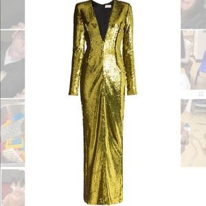 Alexandre vauthier gold sequin dress with v neck